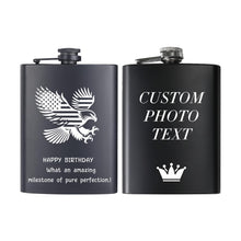 Custom Flask for Men Personalized Engraved 8 Oz Hip Flasks With Photo Text Customized Liquor Flask Gifts for Grandpa Men Him Dad Husband Fathers Day Christmas Groomsman (Custom Photos)