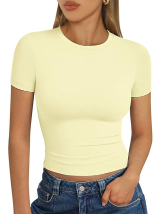 Trendy Queen Womens Short Sleeve T Shirt Buttery Soft Summer Tops Basic Tees