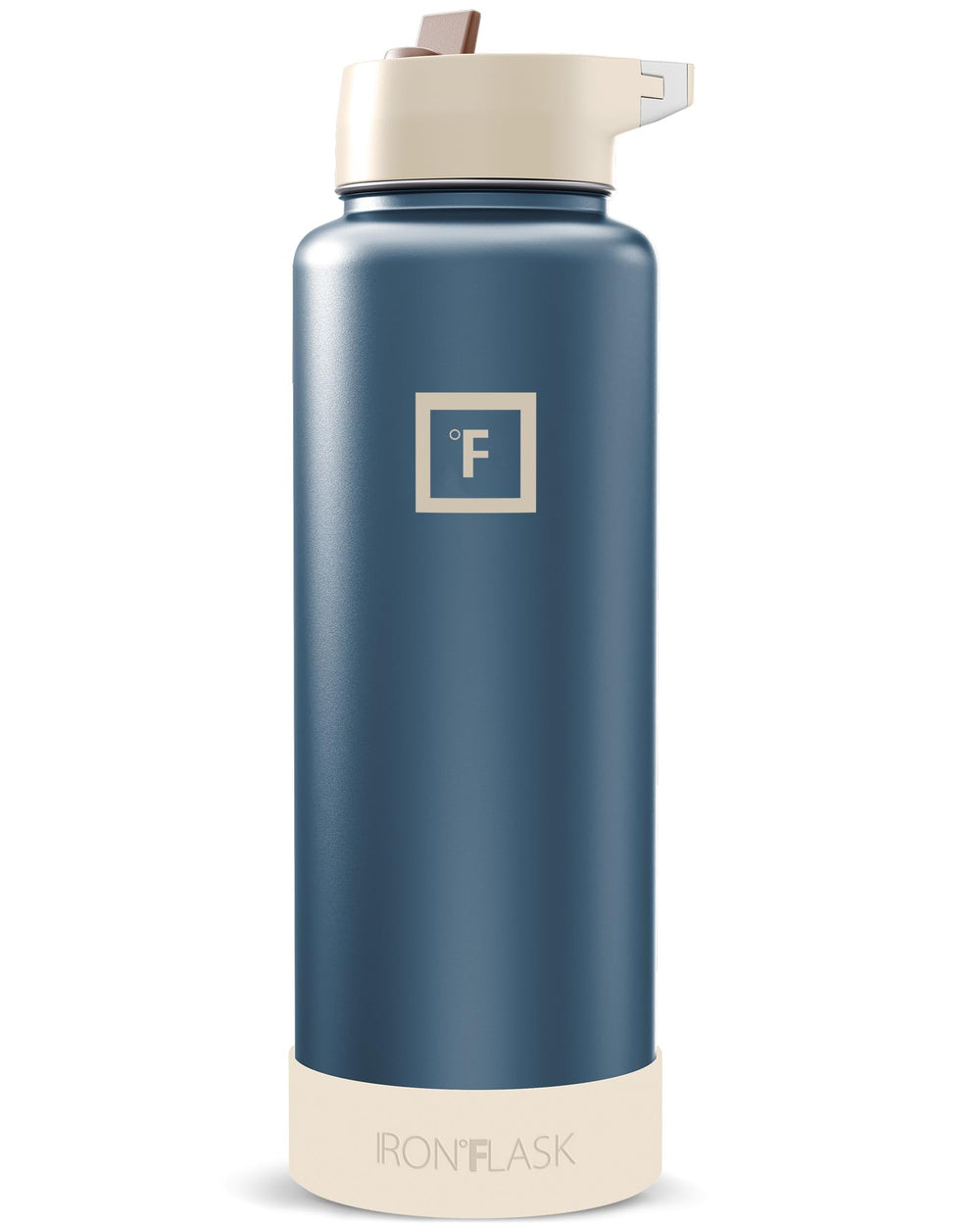 IRON °FLASK Camping & Hiking Hydration Flask with Straw, Wide Mouth Insulated Stainless Steel Sports Water Bottle - 40 oz Midnight Black