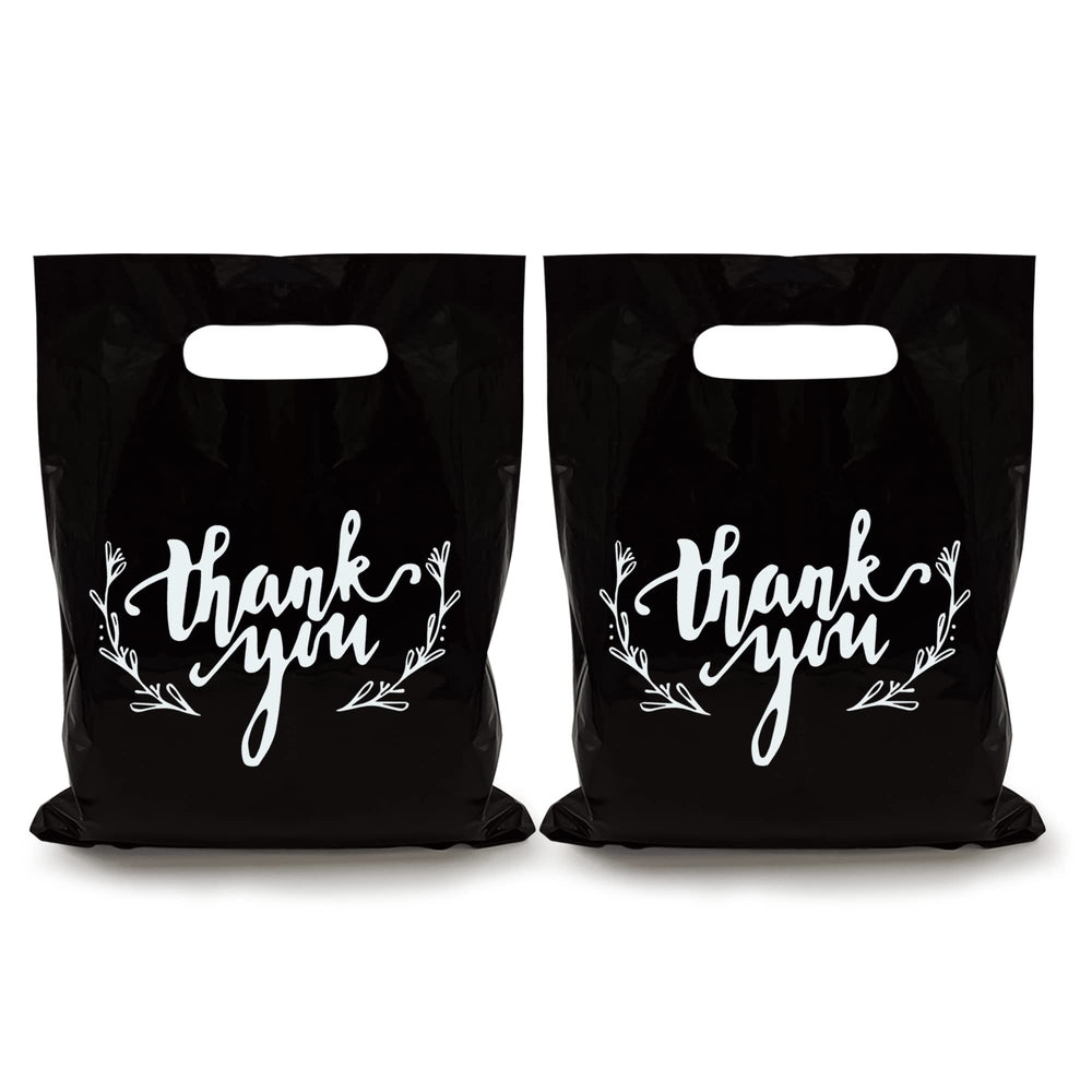 KEEPARTY 100 PCS Small Thank You Merchandise Bags Plastic Goodie Bags Party Favor Bags for Birthday Party Baby Shower Wedding Merchandise Gifts Trade Shows (Pink)