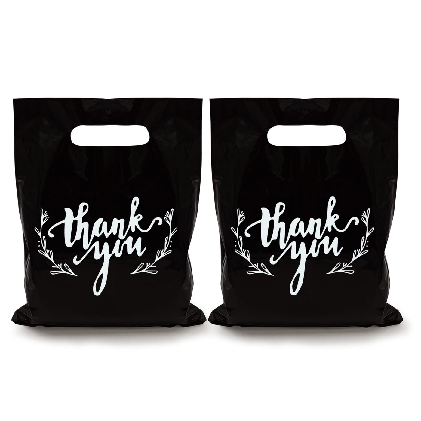KEEPARTY 100 PCS Small Thank You Merchandise Bags Plastic Goodie Bags Party Favor Bags for Birthday Party Baby Shower Wedding Merchandise Gifts Trade Shows (Pink)