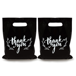 KEEPARTY 100 PCS Small Thank You Merchandise Bags Plastic Goodie Bags Party Favor Bags for Birthday Party Baby Shower Wedding Merchandise Gifts Trade Shows (Pink)