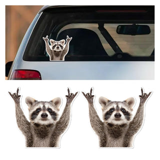 Funny Rocking Raccoon Sticker Decal - Cute Car Window Decal Waterproof Vinyl Sticker, 5.11×4.42 Inch Raccoon Pattern Car Laptop Wall Window Bumper Sticker (1PC)