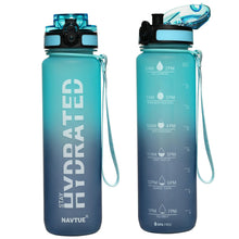 Water Bottle, 16.9 OZ Sports Water Bottles with Time Marker Wide Mouth, Motivational and Leakproof Drink Bottle, BPA Free Tritan with Carry Strap for Gym Fitness Outdoor(1 Bottle)