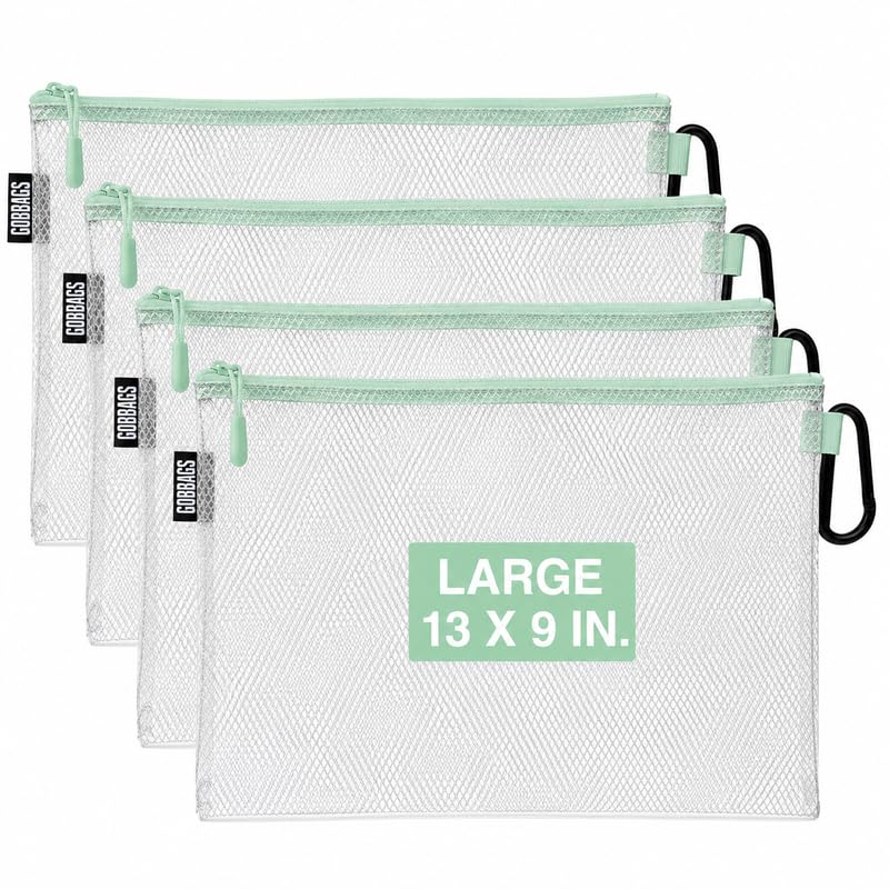 GOBAGS Air Production Multi‑Size Clear Zipper Pouch (4‑Pack) – Cable Organizer & Travel Gear Bag for Electronics, Camera Accessories, Tool Pouch & Small Tech Storage