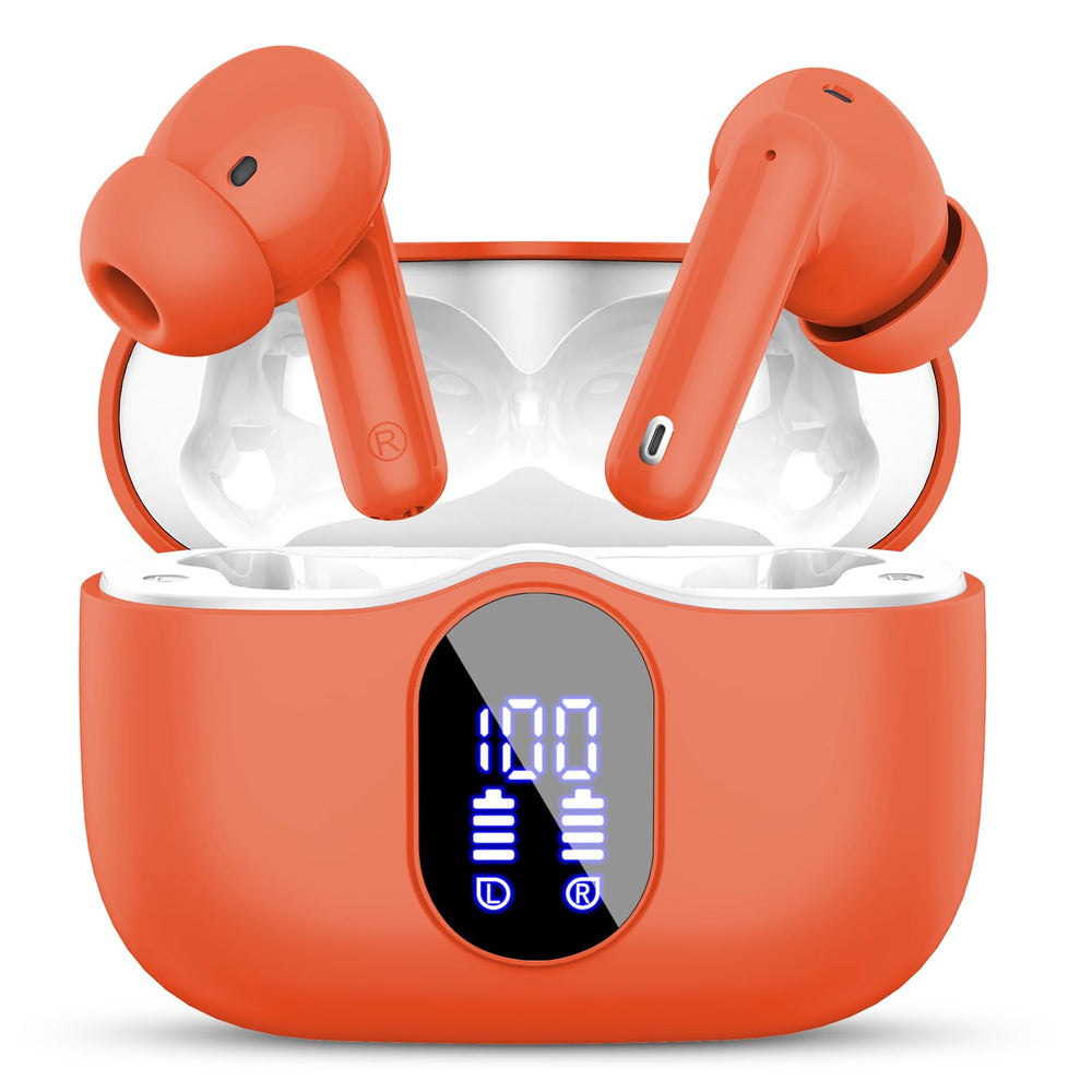Wireless Earbuds, Bluetooth 5.4 Headphones Bass Stereo, Ear Buds with Noise Cancelling Mic, LED Display in Ear Earphones Clear Calls, IP7 Waterproof Bluetooth Earbuds for Phones/Sports/Laptop, Black