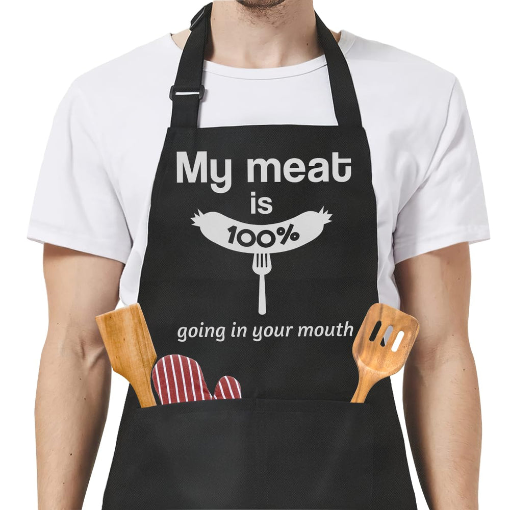 SANDJEST Funny Mens Aprons with Pockets for BBQ Grilling Cooking Grandpa Husband Apron for Birthday Christmas Father's Day