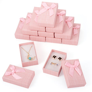 Craftdady 12 pcs Jewelry Gift Box Set Empty Packaging Cases with Bowknot Rectangle Cardboard Paper Jewelry Boxes with Lid for Necklaces Rings Earrings Pendants Displaying (BurlyWood)