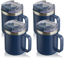 12oz Stainless Steel Insulated Coffee Mug with Handle, Double Wall Vacuum Travel Mug, Tumbler Cup with Sliding Lid, Navy