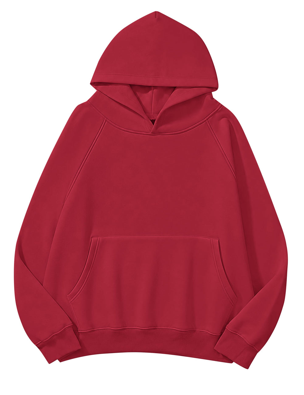 Lauweion Women Solid Basic Fleece Letter Loose Hoodie Sweatshirt Long Sleeve Kangaroo Pocket Drop Shoulder Pullovers Top