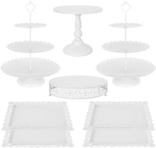Fivenl 8 Pcs Cake Stand Gold Metal Dessert Table Display Set, 3-Tier Cupcake Stand, Cake Display Tower and Cookie Tray Rack Serving Tray for Birthday Party, Weddings, Baby Shower (Gold)