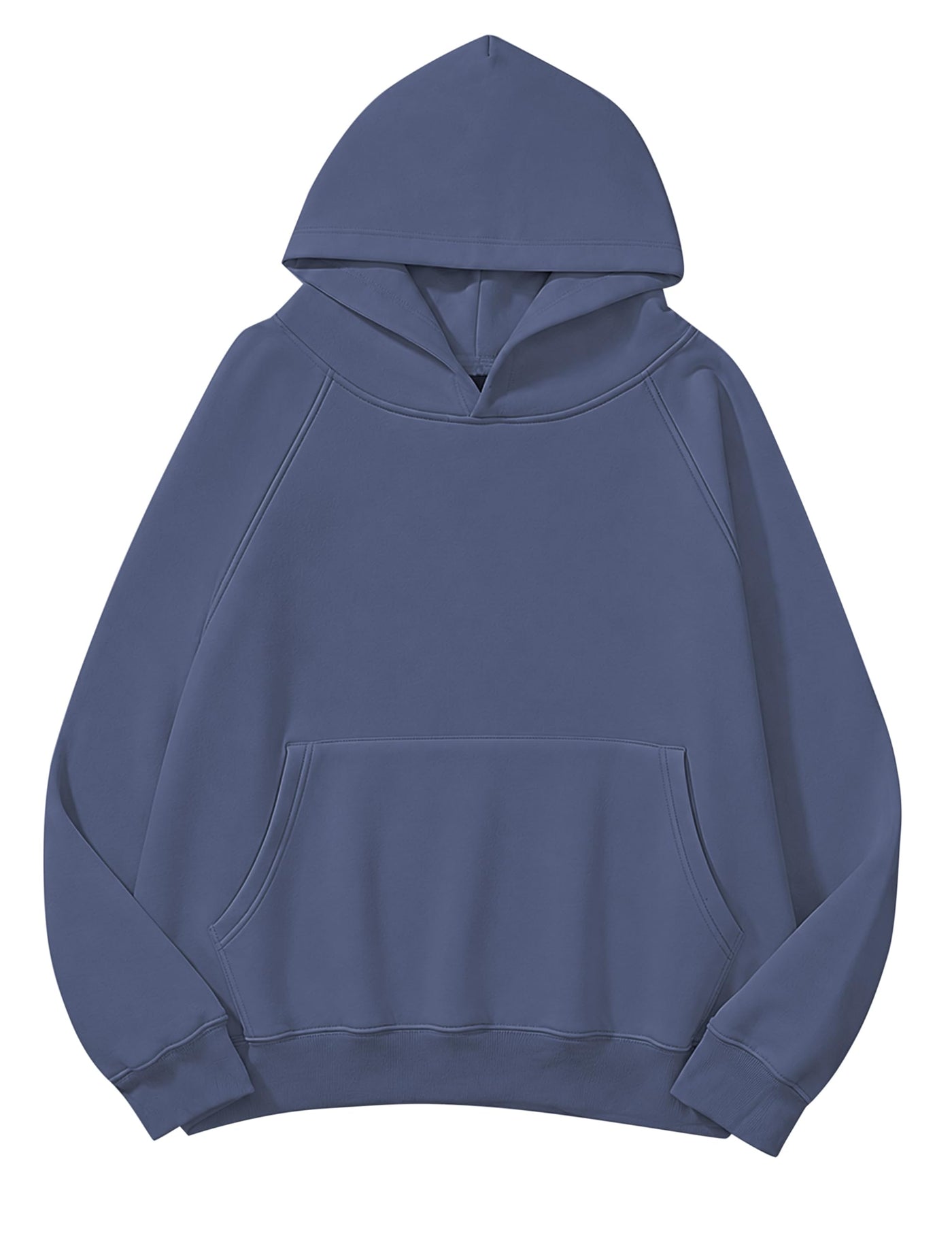 Lauweion Women Solid Basic Fleece Letter Loose Hoodie Sweatshirt Long Sleeve Kangaroo Pocket Drop Shoulder Pullovers Top