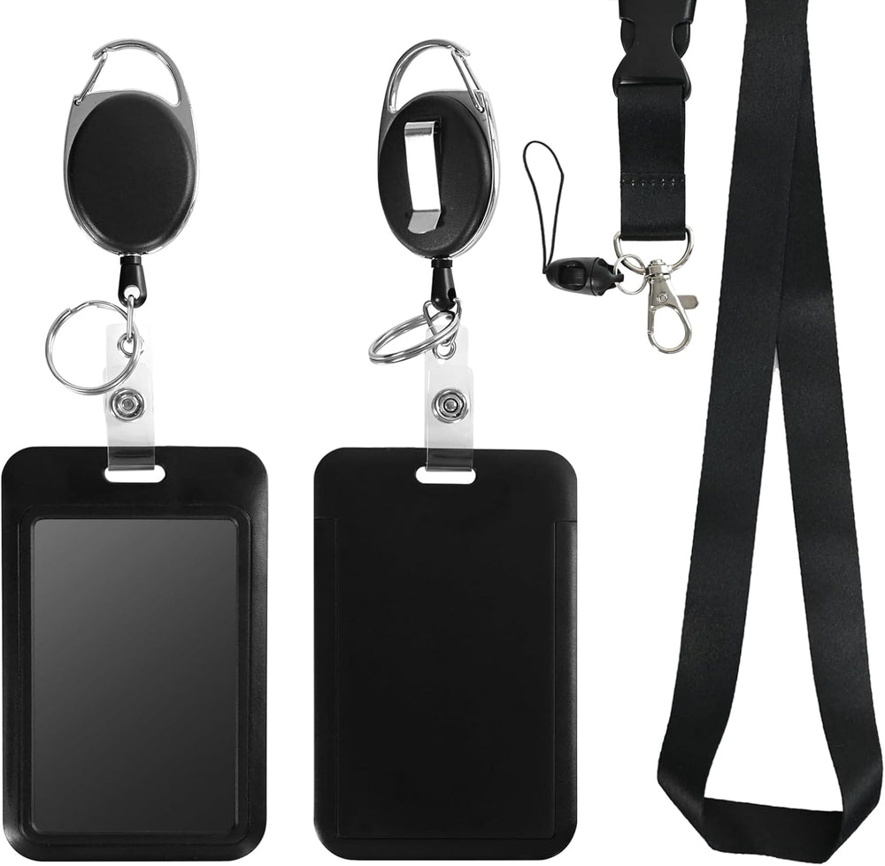 Retractable ID Badge Holder with Breakaway Lanyard,Heavy Duty Badge Reel,Detachable Keychain, Cruise Ship Cards Holder,for Nurse Officer Teacher Security Staff Women Men