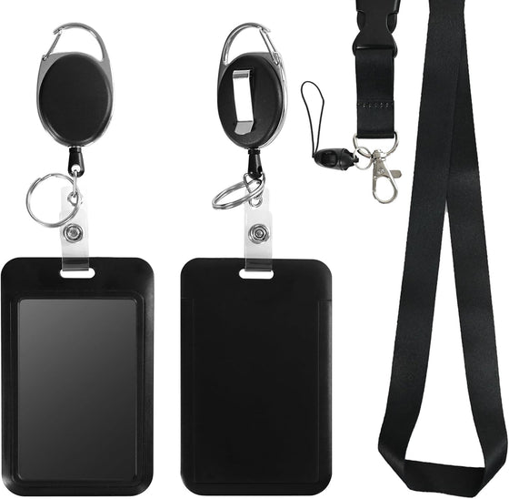 Retractable ID Badge Holder with Breakaway Lanyard,Heavy Duty Badge Reel,Detachable Keychain, Cruise Ship Cards Holder,for Nurse Officer Teacher Security Staff Women Men