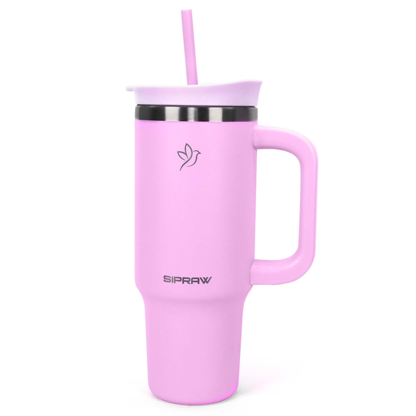 40oz Tumbler with Handle and Straw Insulated Stainless Steel Travel Mug Vacuum Double Wall Coffee Cup Leak Resistant Lid BPA-Free Cup Holder Friendly for Hot & Cold Drinks, Black