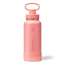 ThermoFlask Stainless Steel Water Bottles 2-Pack - Double-Wall Vacuum Insulated 24 oz BPA-Free Spout Lids - Keeps Drinks Cold 24 Hrs, Hot 12 Hrs - Leakproof, Dishwasher Safe, White/Coral