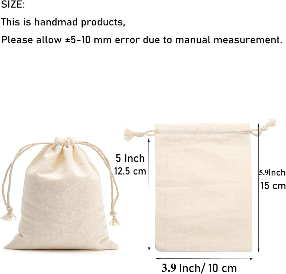 Tendwarm 20 Pack 3.9x5.9 Inches Cotton Drawstring Bags Reusable Muslin Sachet Bag for Party Wedding Storage Home Supplies
