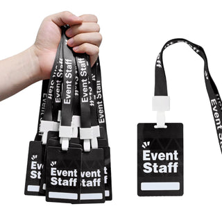 Event Staff Lanyards 25pcs - Reusable & Flexible PVC ID Badges for Office, School, Events,Durable Anti-Bend Plastic Cards for Exhibition Guests by OSTENBIG (Green)