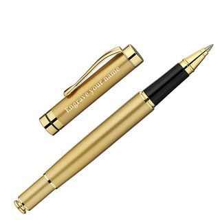BEILUNER Ballpoint Pens, Stunning Black Chrome Metal Pen with Golden Trim, Best Ball Pen Gift Set for Men & Women, Professional, Executive, Office, Nice Pens-Gift Box with 0.5mm Black Extra Refill