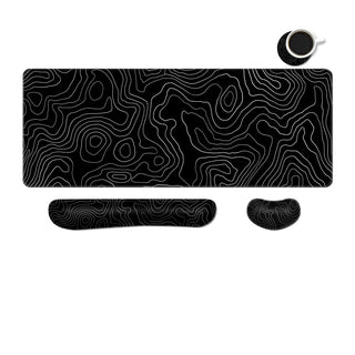 Desk Mat, Large Gaming Mouse Pad with Wrist Rest, 4 in1 XXL Mouse pad+Keyboard Wrist Rest+Mouse Pad Wrist Support+Cup Coaster Set, Ergonomic Desk Pad for Home Office, Trees Library