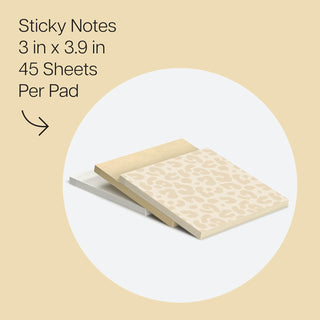Post-it Polished Patterns Sticky Notes, Spot On Design Featuring 1 Leopard Pattern, 1 Sand Dune, and 1 Cloud Dancer Sticky Note Pad, 3 in. x 2.9 in., 45 Sheets per Pad