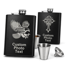 Personalized Photo Flask Custom Engraved Stainless Steel Liquor Flask 8oz Unique Gift Men Husband Dad Groomsmen Wedding Birthday Anniversary Fathers Day (Custom Design)