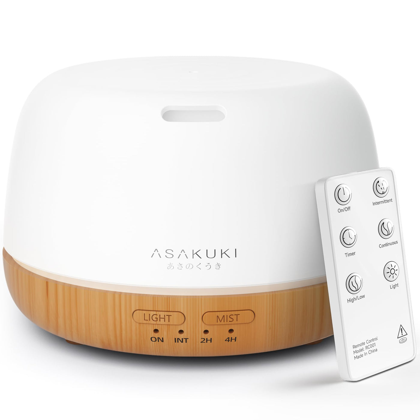 ASAKUKI Essential Oil Diffuser for Home, 500ML Aromatherapy Diffuser Humidifier with Remote Control, 7 Color LED Lights, Quiet Cool Mist Diffuser for Bedroom, Office (Yellow)
