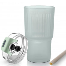 Iced Coffee Cups with Lids: Coffee Bar Accessories - Ribbed Glass Tumbler with Straw and Lid 4Pcs - 20oz Leak Proof Tumbler - Reusable Glass Cups and Tumblers with Lid and Straws for To Go Iced Coffee