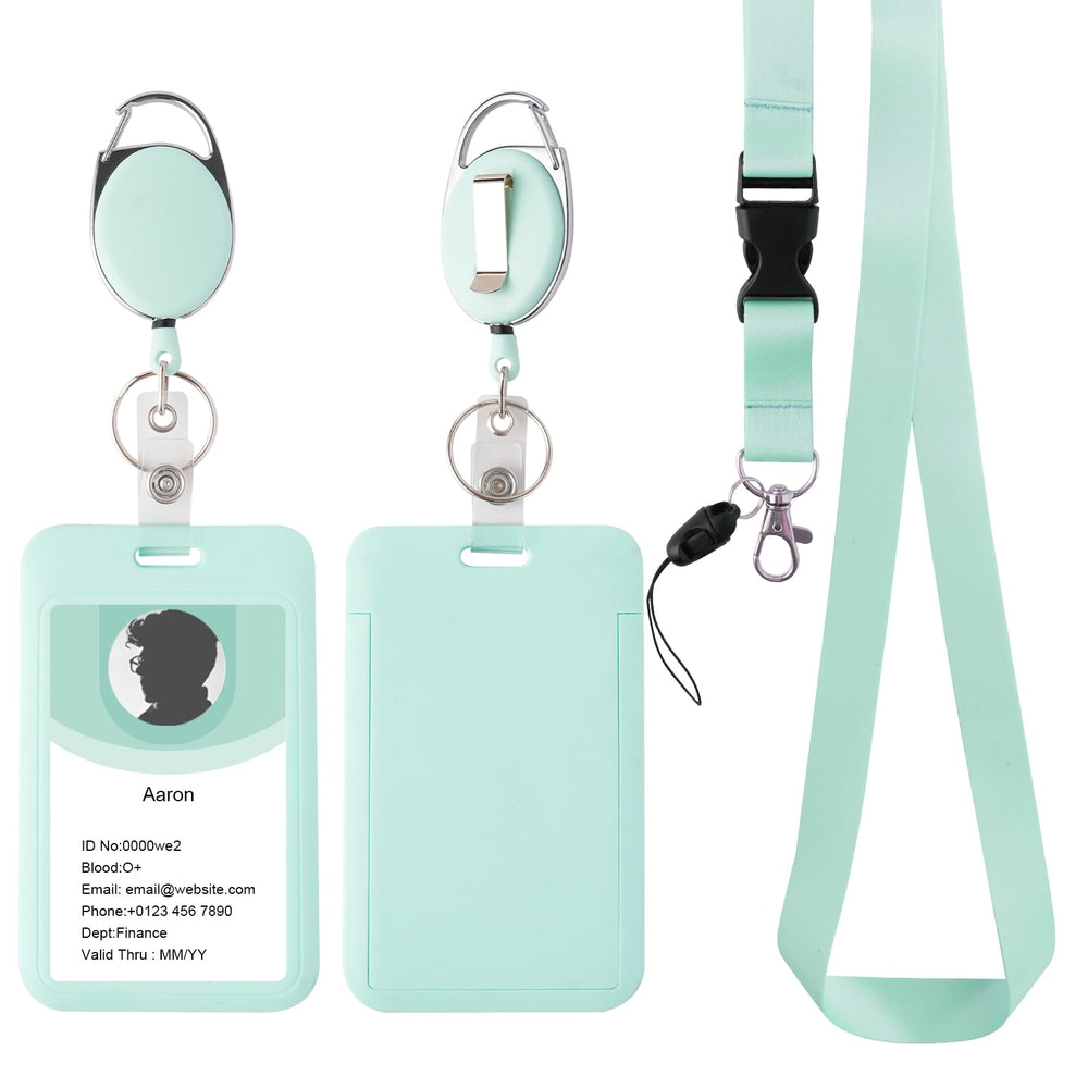Retractable ID Badge Holder with Breakaway Lanyard,Heavy Duty Badge Reel,Detachable Keychain, Cruise Ship Cards Holder,for Nurse Officer Teacher Security Staff Women Men