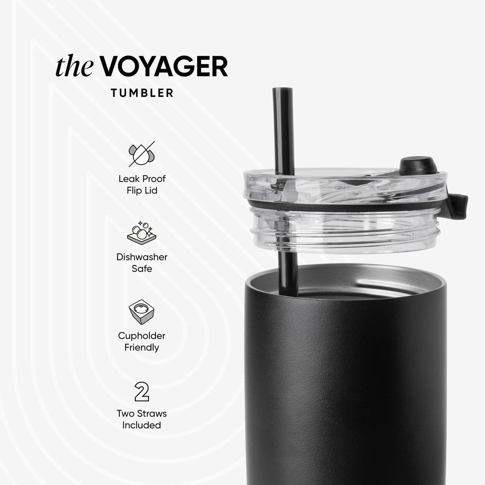 Simple Modern Voyager Tumbler with Flip Lid | Travel Coffee Mug | Insulated Stainless Steel Cold Brew Iced or Hot Coffee Cup | Gifts for Women Men Her Him | 16oz, Almond Birch