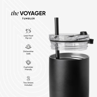 Simple Modern Voyager Tumbler with Flip Lid | Travel Coffee Mug | Insulated Stainless Steel Cold Brew Iced or Hot Coffee Cup | Gifts for Women Men Her Him | 16oz, Almond Birch