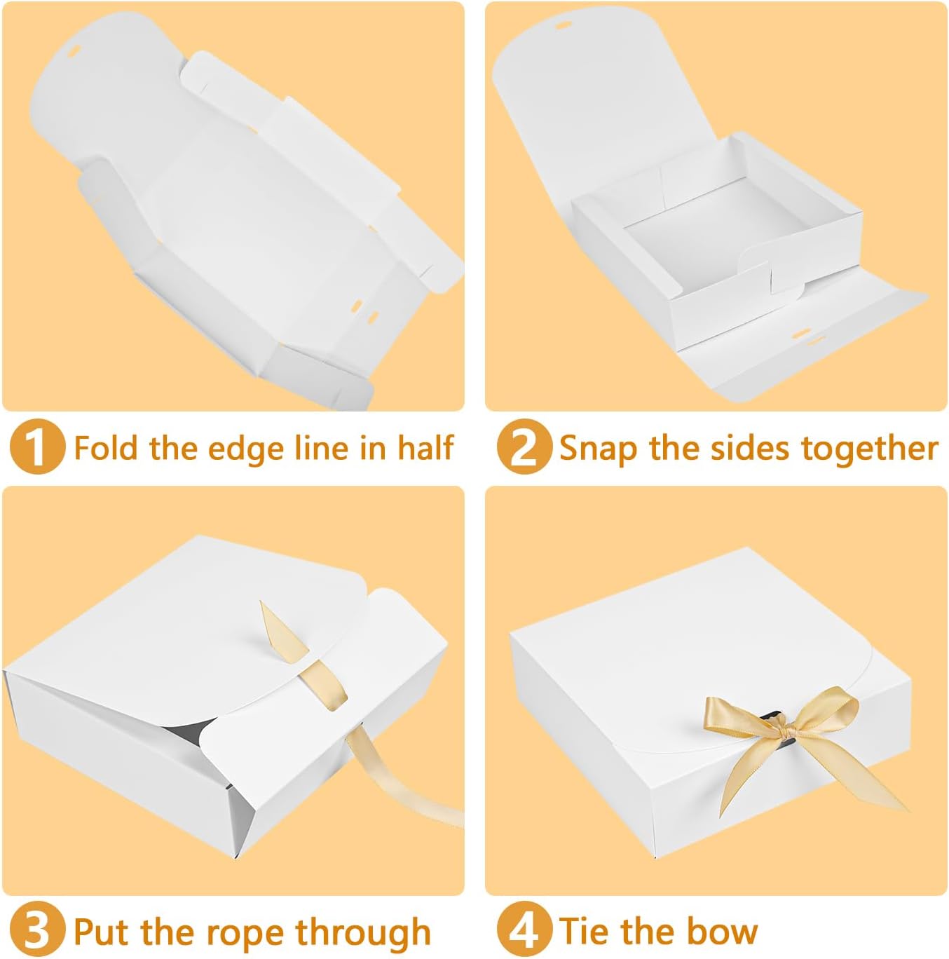 10pack Gift Boxes with Lids, 6.5''x6.5''x2'' White Gift Boxes For Presents, Paper Boxes Gift Boxes with Ribbon for Birthday Wedding Party Chocolate Candy