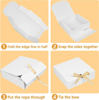 10pack Gift Boxes with Lids, 6.5''x6.5''x2'' White Gift Boxes For Presents, Paper Boxes Gift Boxes with Ribbon for Birthday Wedding Party Chocolate Candy