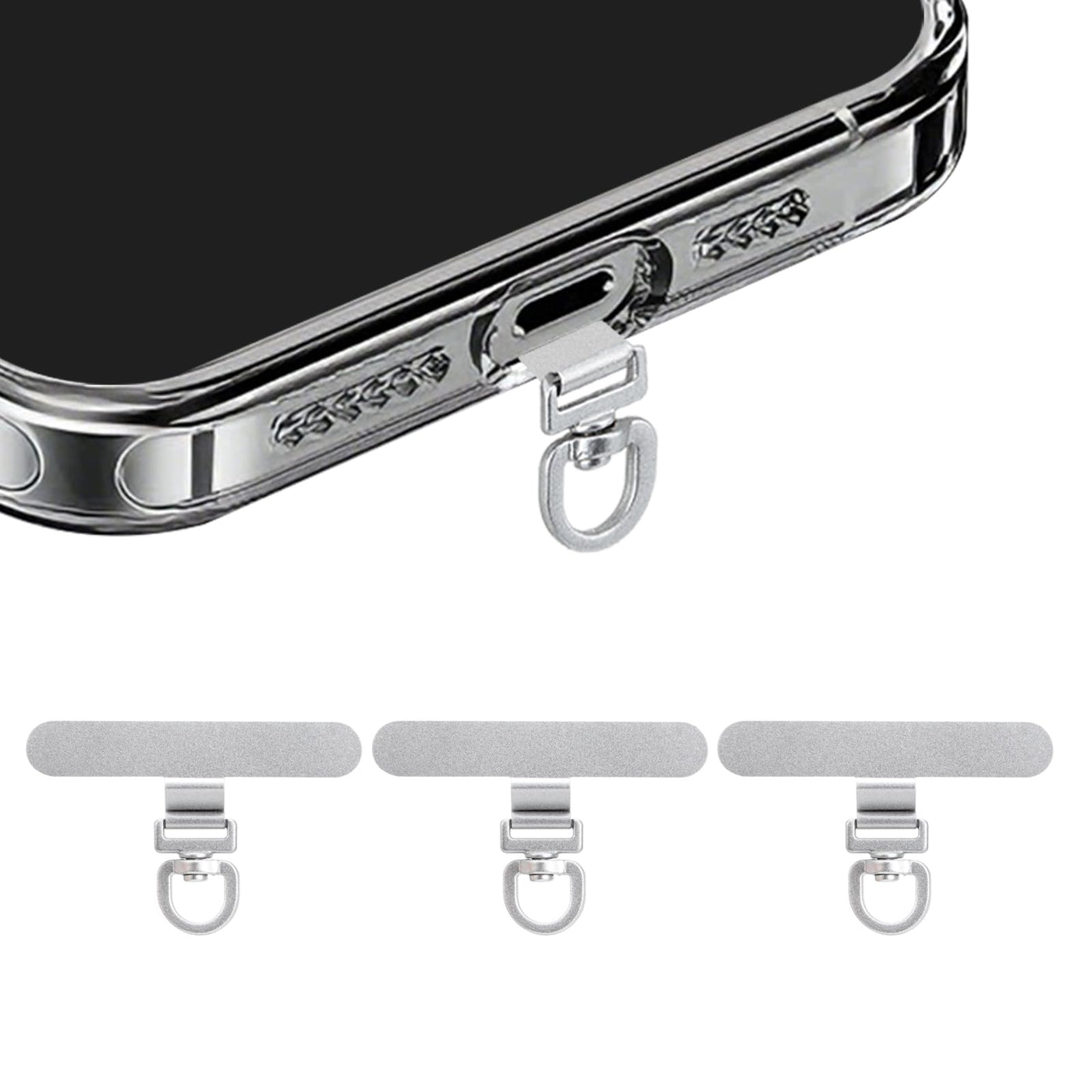 Yojaro 360° Rotating Stainless Steel Phone Tether Tab (3-Pack) - Universal for iPhone & Other Phones (Fits Wristbands/Necklaces/Crossbody Straps)