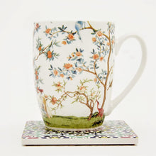 ALYC Fine China Coffee Mug Set – Bird and Branch Flower Teacup Design – 2Pack Porcelain Tea Cups with Gift Box (Bullet 12OZ)