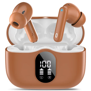 Wireless Earbuds, Bluetooth 5.4 Headphones Bass Stereo, Ear Buds with Noise Cancelling Mic, LED Display in Ear Earphones Clear Calls, IP7 Waterproof Bluetooth Earbuds for Phones/Sports/Laptop, Black