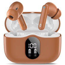 Wireless Earbuds, Bluetooth 5.4 Headphones Bass Stereo, Ear Buds with Noise Cancelling Mic, LED Display in Ear Earphones Clear Calls, IP7 Waterproof Bluetooth Earbuds for Phones/Sports/Laptop, White