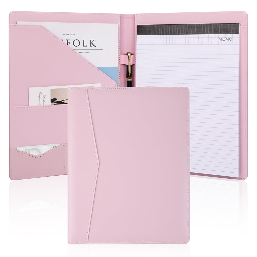 Pacific Mailer Padfolio Portfolio Leather Binder, Interview Legal Document Organizer, Business Card Holder Included Letter Sized Writing Pad [Piano Noir Faux Leather Matte Finish]
