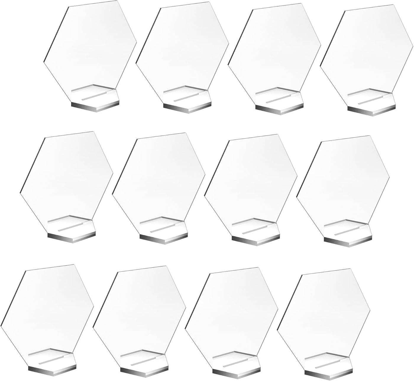 20 Sets 4.5" Hexagon Acrylic Sign Table With Stand Blanks Acrylic Table Numbers for Wedding Party and Food & Beverage Center Decor