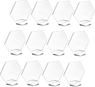 20 Sets 4.5" Hexagon Acrylic Sign Table With Stand Blanks Acrylic Table Numbers for Wedding Party and Food & Beverage Center Decor