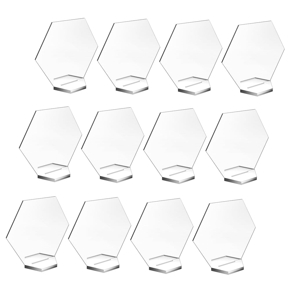 20 Sets 4.5" Hexagon Acrylic Sign Table With Stand Blanks Acrylic Table Numbers for Wedding Party and Food & Beverage Center Decor