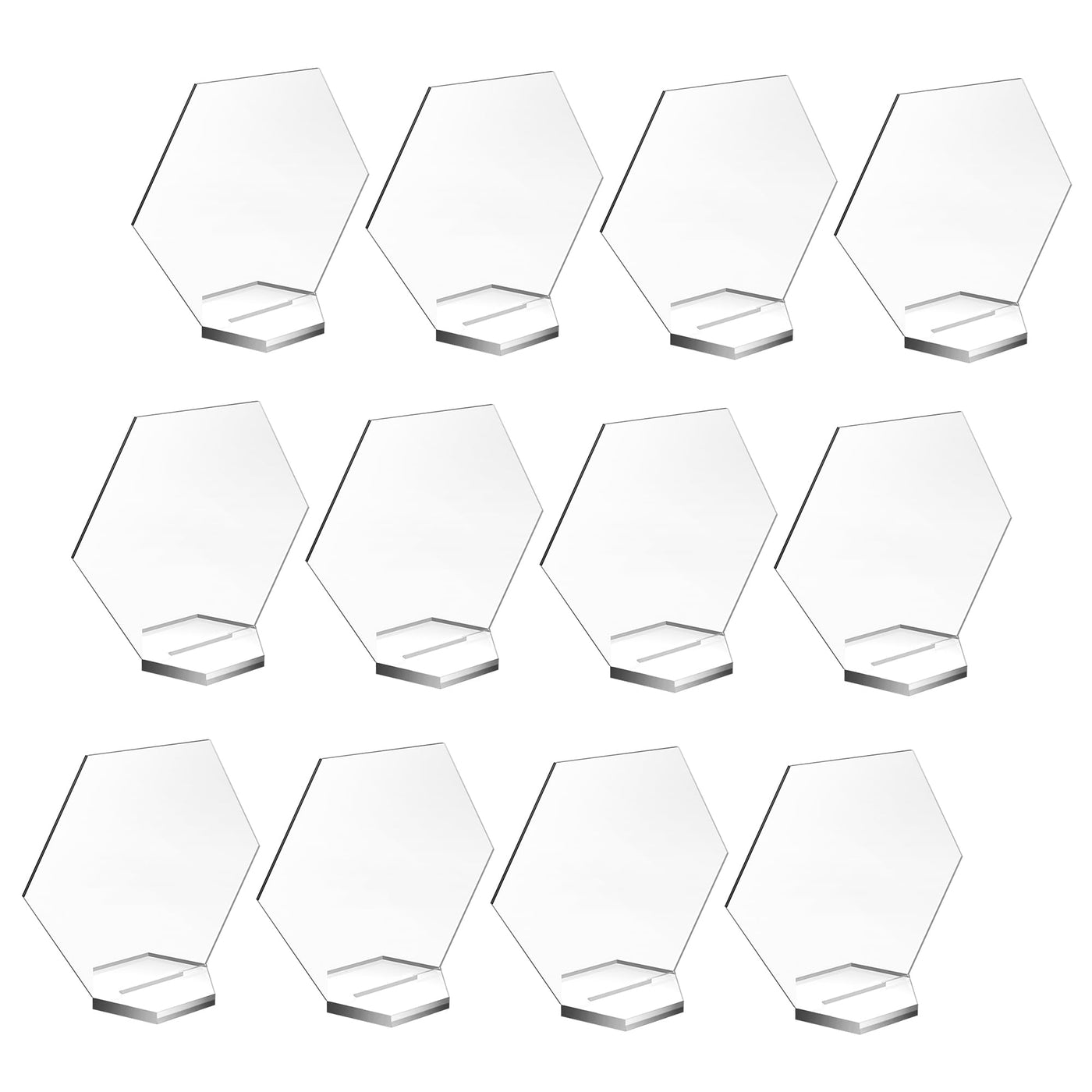 20 Sets 4.5" Hexagon Acrylic Sign Table With Stand Blanks Acrylic Table Numbers for Wedding Party and Food & Beverage Center Decor