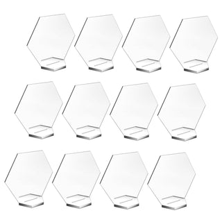 20 Sets 4.5" Hexagon Acrylic Sign Table With Stand Blanks Acrylic Table Numbers for Wedding Party and Food & Beverage Center Decor