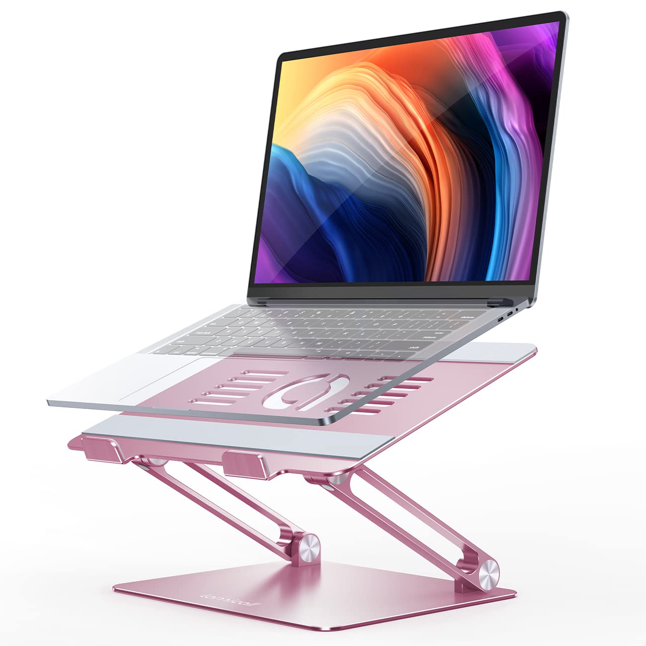 Lamicall Adjustable Laptop Stand, Portable Laptop Riser, Aluminum Laptop Stand for Desk Foldable, Ergonomic Computer Notebook Holder for MacBook Air Pro HP, Office Desk Accessories (10-17.3'')- Silver