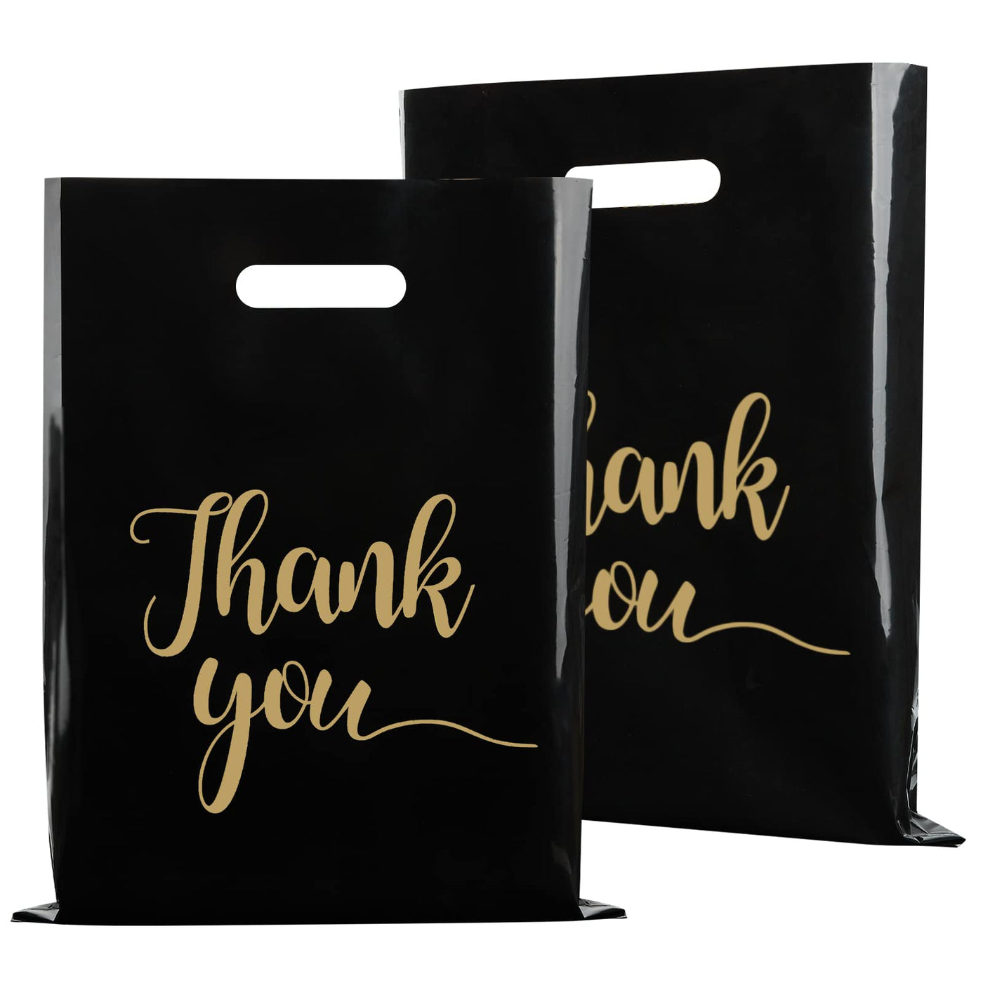 100 Pack Pink Thank You Shopping Bags for Small Business - 12"x15" Extra Thick 2.36 Mil Plastic Retail Thank You Bags with Handles for Stores, Boutique, Clothes, Business Gift