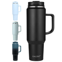 EALGRO 40 oz Tumbler with Handle, Insulated Tumblers with Lid and Straw, Large Metal Sports Water Bottle Jug, Thermal Stainless Steel Travel Coffee Mug Cup, Black