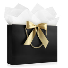 JMANNI Gift Bags with Handles, 13” Medium Gift Bag for Presents, 1 Pcs Bags with 2 Tissue Paper and 1 Cards for Graduation Baby Shower Wedding Fathers Day Mother's Day Birthday Party（champagne gold）