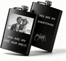 Personalized Custom Flask for Men, 8oz Engraved Stainless Steel Hip Flask with Photo & Text, Customized Liquor Flask for Dad, Husband, Groomsmen (custom flask 2)