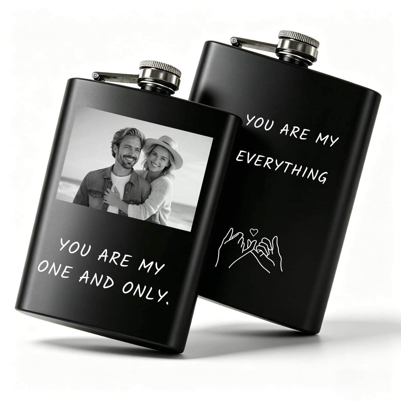Personalized Custom Flask for Men, 8oz Engraved Stainless Steel Hip Flask with Photo & Text, Customized Liquor Flask for Dad, Husband, Groomsmen (custom flask 2)