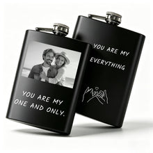 Personalized Custom Flask for Men, 8oz Engraved Stainless Steel Hip Flask with Photo & Text, Customized Liquor Flask for Dad, Husband, Groomsmen (custom flask 2)
